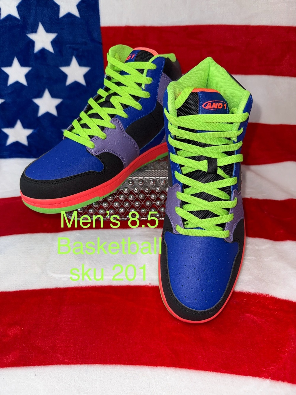 And1 Men’s Basketball Shoes - Blue, Purple & Neon Green Accents